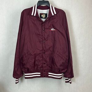 Vtg Dr Pepper Bomber Jacket Sz XXL King Louis Profit Snap Button Front Maroon Va